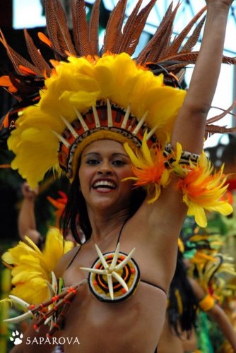 Бразильские индейцы зажигают на карнавале