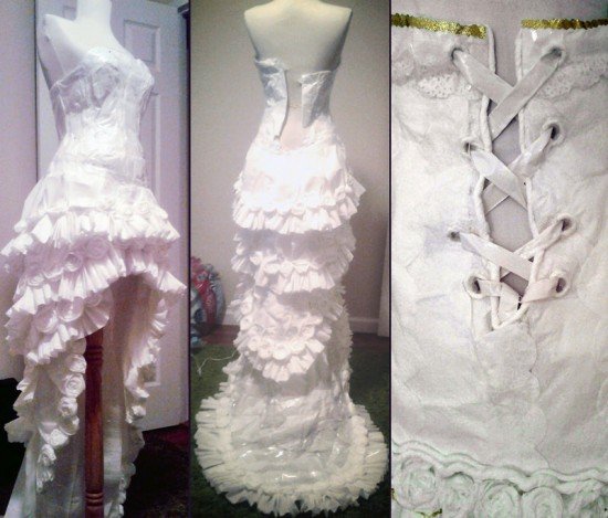Великолепное платье, почти полностью выполненное из туалетной бумаги (4 фото)