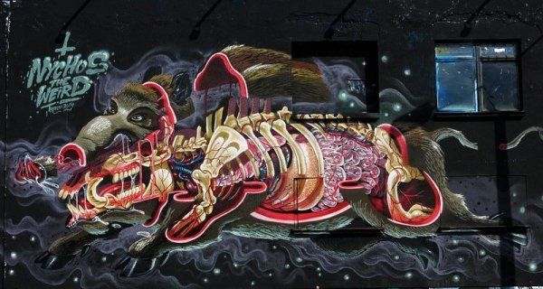 Анатомический стрит-арт австрийского художника Nychos (23 фото)