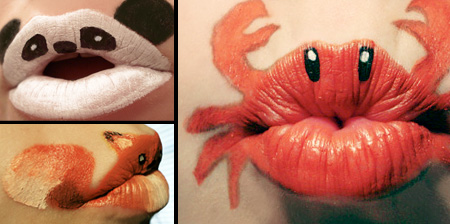 Забавные изображения животных на губах