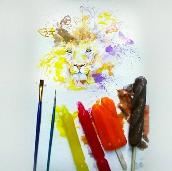 Художник использует тающее мороженое для создания соблазнительно красочных картин (5 фото)