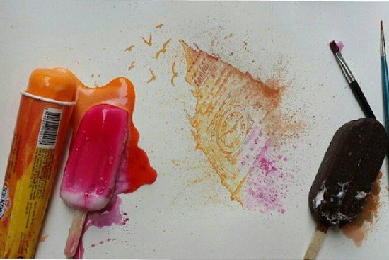 Художник использует тающее мороженое для создания соблазнительно красочных картин (5 фото)